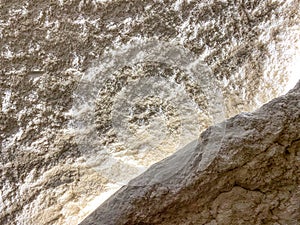 Salt cave. Halotherapy. Wall of salt close-up