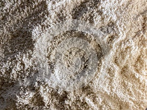 Salt cave. Halotherapy. Wall of salt close-up