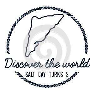 Salt Cay, Turks Islands Map Outline.