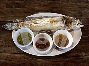 Salt Crusted Grill Fish With Three Thai Style Sauce
