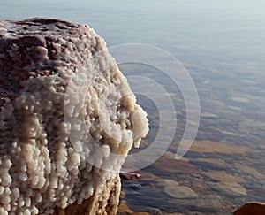 Salt crystallisation at coast of the Dead Sea, Jordan