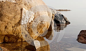 Salt crystallisation at coast of the Dead Sea, Jordan