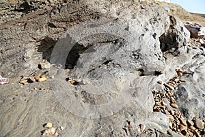 Salt crystallisation at coast of the Dead Sea, Jordan