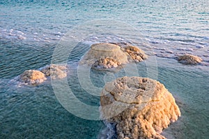 Salt crystals on the Dead Sea