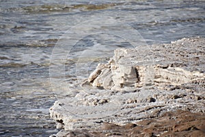 Salt Crystals on the Dead Sea in Jordan