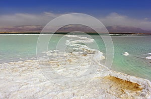 Salt deposits on the Dead Sea