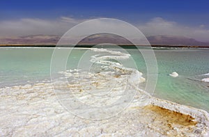 Salt deposits on the Dead Sea photo