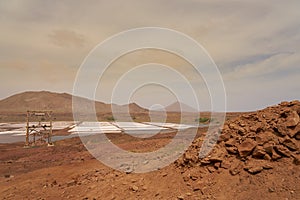 Salt deposits on the island of Sal in Cape Verde. photo