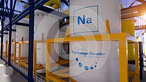 Salt energy storage natrium sodium nuclear reactor power plant on a sunny day. Molden Salt energy storage is a future energy