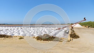 Salt evaporation pond on Sicily island