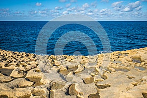 Salt evaporation ponds on Gozo island, Malta