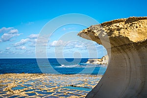 Salt evaporation ponds on Gozo island, Malta