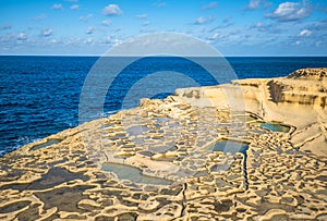 Salt evaporation ponds on Gozo island, Malta