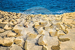 Salt evaporation ponds on Gozo island, Malta