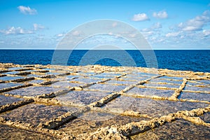 Salt evaporation ponds on Gozo island, Malta