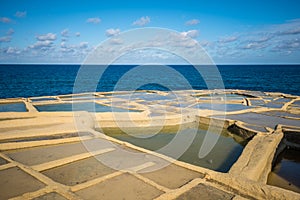 Salt evaporation ponds on Gozo island, Malta