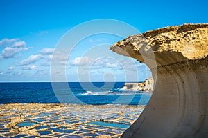 Salt evaporation ponds on Gozo island, Malta photo