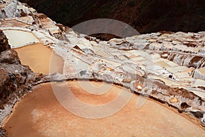 Salt evaporation ponds. Maras. Sacred Valley. Cusco region. Peru