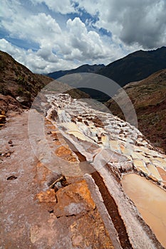 Salt evaporation ponds. Maras. Sacred Valley. Cusco region. Peru