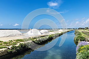 Salt evaporation ponds in Marsala, Sicily, Italy