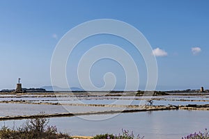 Salt evaporation ponds in Marsala, Sicily, Italy