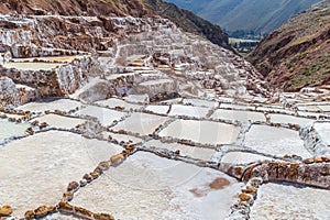 Salt evaporation ponds and mines built by Incas in Maras, Peru