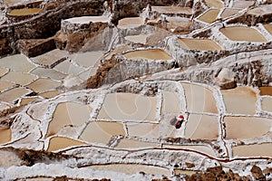 Salt evaporation ponds near town Maras, Peru