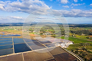 Salt evaporation ponds, salterns or salt works near the Colonia de Sant Jordi