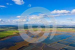 Salt evaporation ponds, salterns or salt works near the Colonia de Sant Jordi