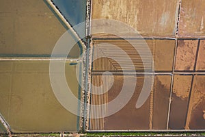 Salt evaporation ponds, salterns or salt works near the Colonia de Sant Jordi