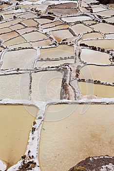 Salt evaporation ponds in the town of Maras in the Sacred Valley near Cusco