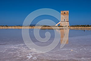 Salt evoporation pond in Marsala, Trapani province