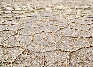 Salt flat polygons in desert