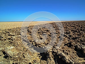 Salt flat polygons in desert