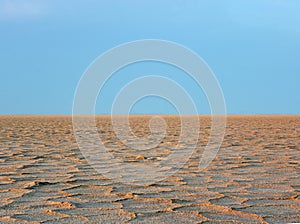 Salt flat polygons in desert