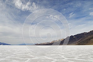 Salt flats in Badwater in Death Valley photo