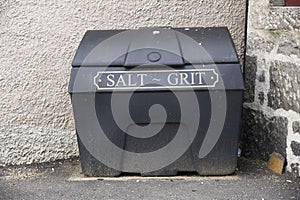 Salt grit black container for winter road safety on council road