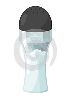 Salt icon. Glass jar, saltcellar with kitchen seasoning, flavoring for sprinkling spicy powder. Ingredient, condiments