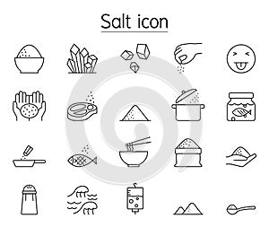 Salt icon set in thin line style