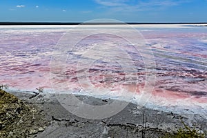 Salt lagoon,Dunaliella salina coloration,