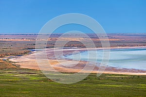 Salt lake Baskunchak. Astrakhan region. Russian landscape