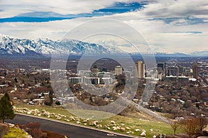 Salt Lake City downtown in distance