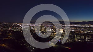 Salt Lake City at Night. Utah, USA. Aerial View