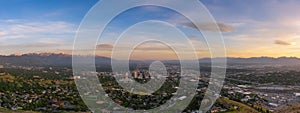 Salt Lake City overlook from Ensign Peak at sunset