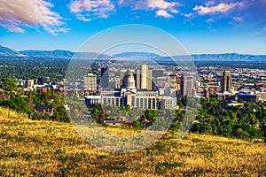 Salt Lake City skyline with Utah State Capitol