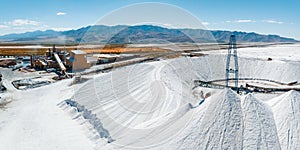 Salt Lake City, Utah landscape with desert salt mining factory