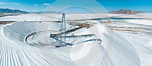 Salt Lake City, Utah landscape with desert salt mining factory