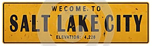 Salt Lake City Utah Street Sign Grunge Rustic Vintage Rerto