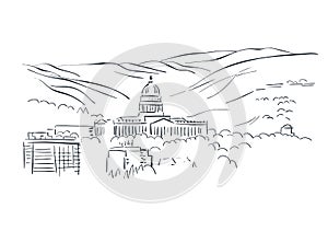 Salt Lake City Utah usa America vector sketch city illustration line art