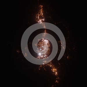 Salt Lake City (Utah, USA) street lights map. Satellite view on modern city at night.